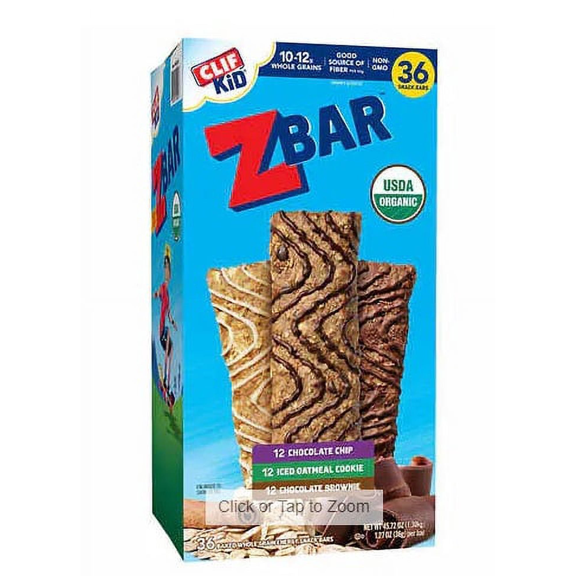 Clif Kid ZBar Organic Granola Bar, Variety Pack, 1.27 oz, 36-count