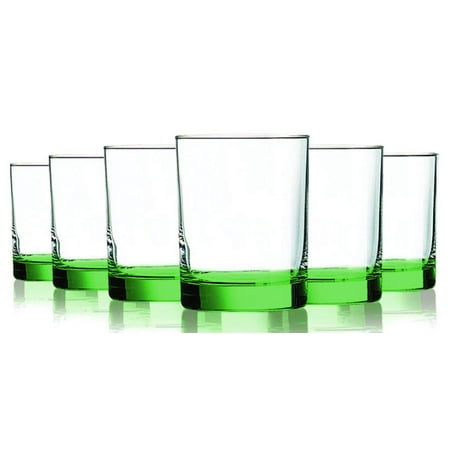 14 Ounce Mixing Glass - Light Green Beverage Aristocrat Double Old Fashioned Glasses with Beautiful Accent - 14 oz. set of 6- Additional Vibrant Colors Available