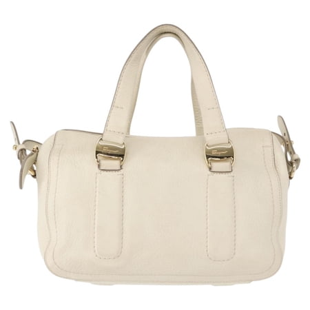 Pre-Owned Salvatore Ferragamo Vala Handbag Leather White Leather Handbag