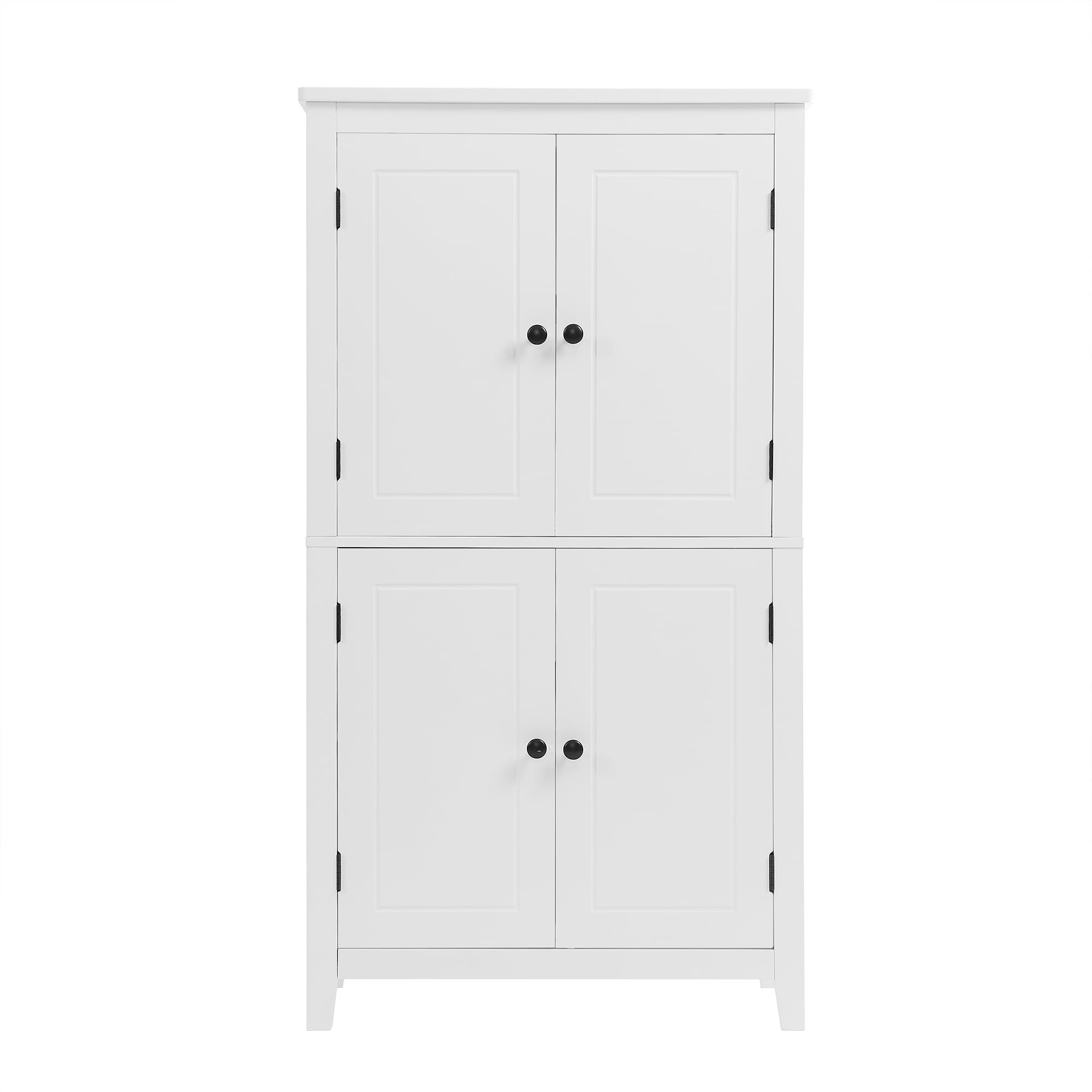 UBesGoo Elegant Bathroom Floor Storage Cabinet with 4 Doors, Adjustable Shelves, Hidden Shelves, White