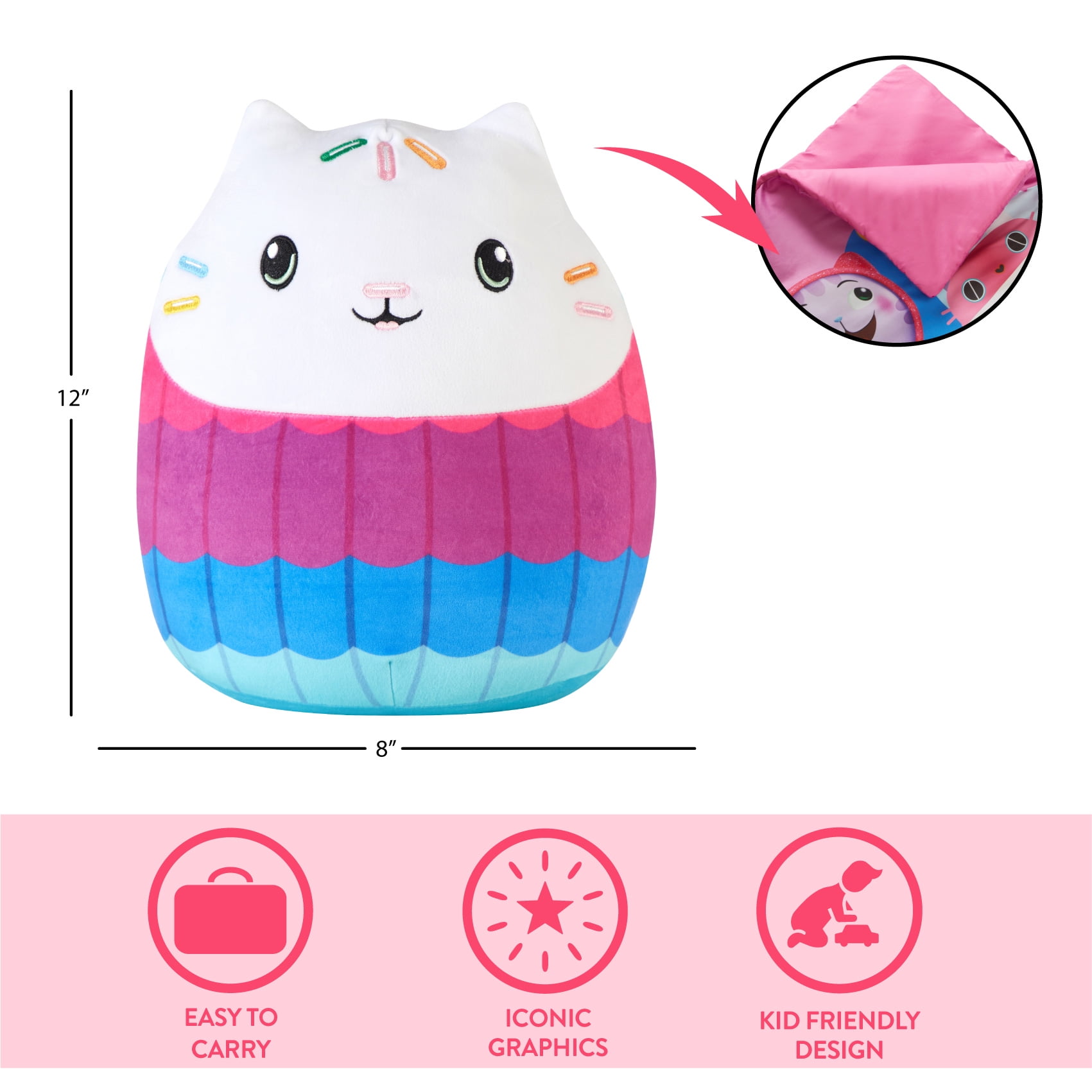 Gabby's Dollhouse, Kids 2-Piece Slumber Bag and Squishy Pillow