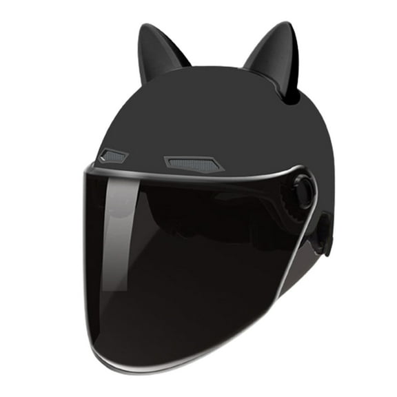 Cascos de moto Casco de bicicleta Lindo visera solar extraíble Moto ligera Negro Cola Cascos de moto