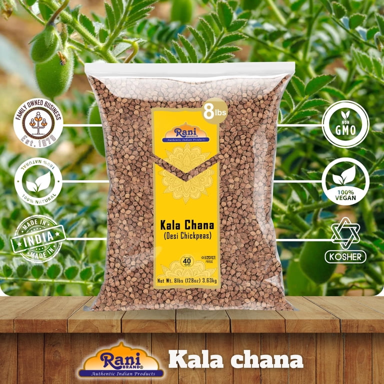 RANI BRAND, Kala Chana Desi Chickpeas 128oz, Vegan, Kosher