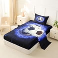 thumbnail image 2 of Erosebridal Soccer Ball Games Kids Twin Sheet Sets,Black Blue Bedding For Football Lovers 3 Pieces, 2 of 6
