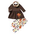 thumbnail image 1 of xiaxaixu Girl Thanksgiving Clothes Set, Embroidery Tops+Printed Trousers+Scarf, 1 of 7