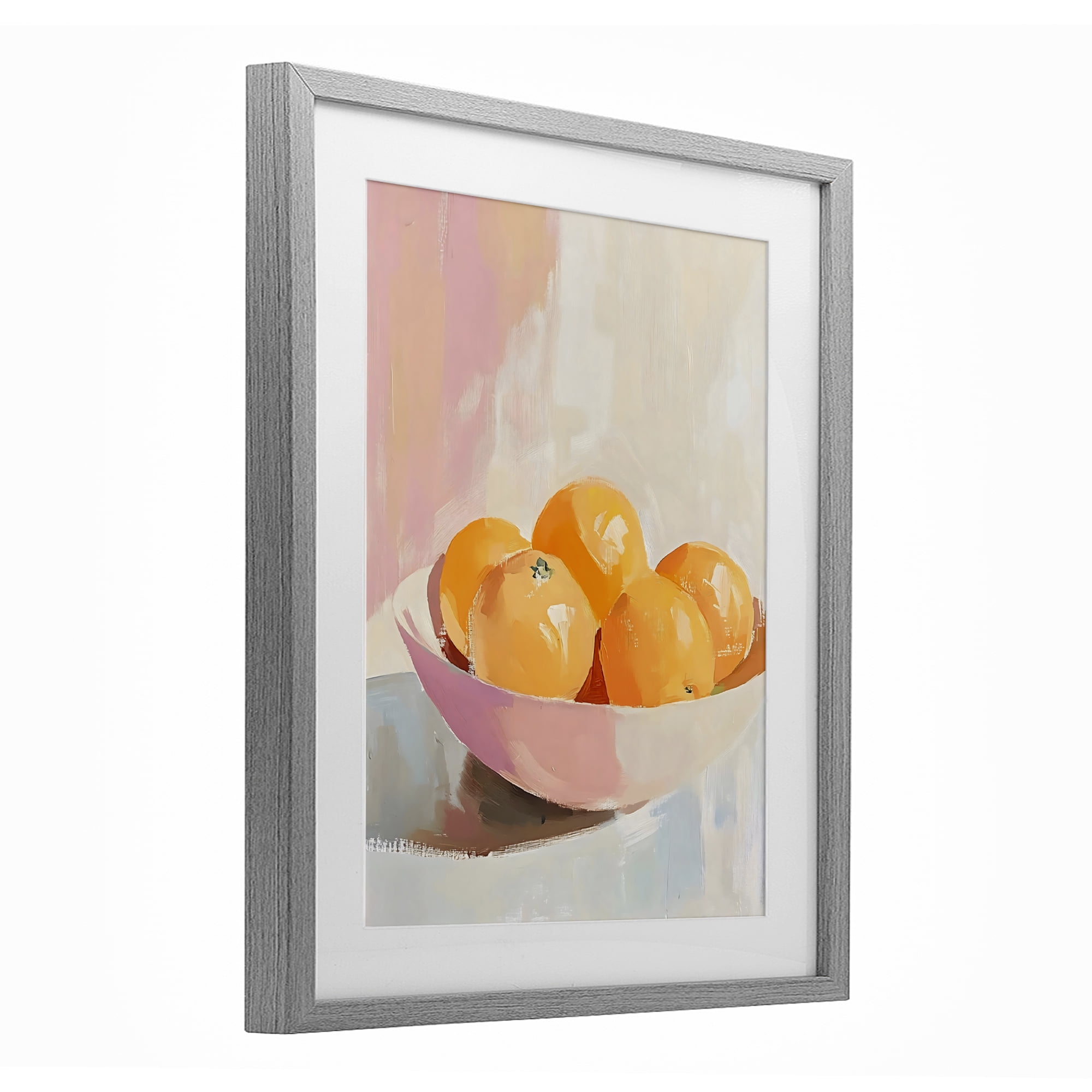Stupell Industries Pastel Bowl of Oranges Gray Framed Print Under Glass, design by The Prints Vibe