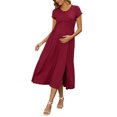 thumbnail image 2 of INSPIRE CHIC Women's Mother's Days Maternity Dress Maxi Short Sleeves Ruffled Pleating Pregnancy Dresses for Photoshoot Flowy Casual 2026 Summer S Red, 2 of 6