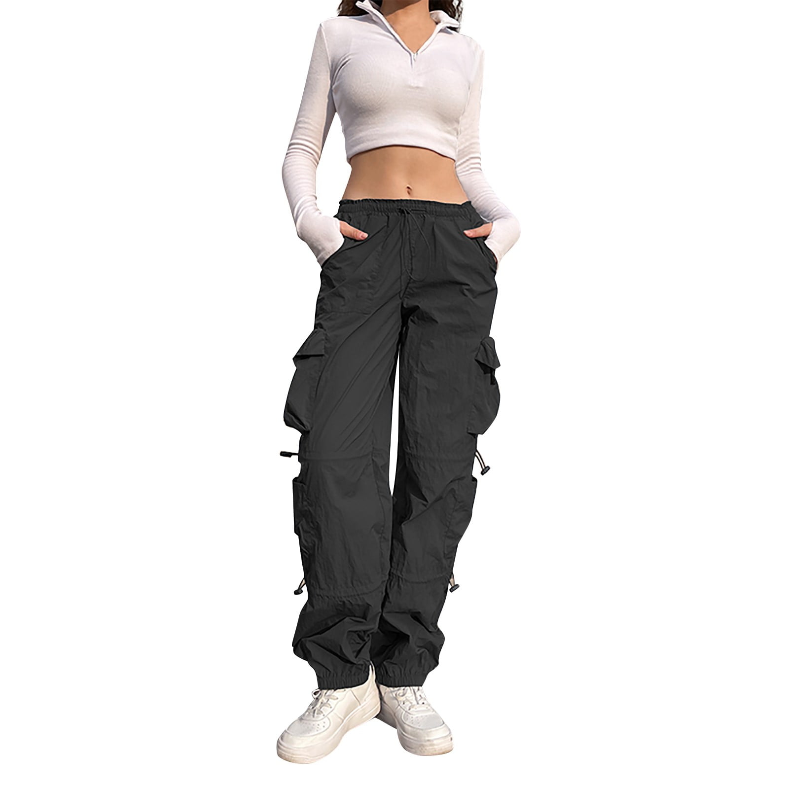 WANYNG cargo pants women Adjustable Elastic Waist Cargo