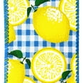 thumbnail image 2 of Gingham Printed Lemons Wired Ribbon, 2-1/2-inch, 10-yard, Light Blue, 2 of 3