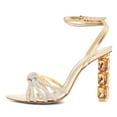 thumbnail image 2 of FSJ Women Sexy Pointed Open Toe Crystal High Heels Strap Knot Buckled Ankle Strap Sandals Cocktail Party Dressy Shoes Size 9.5 Champagne, 2 of 4