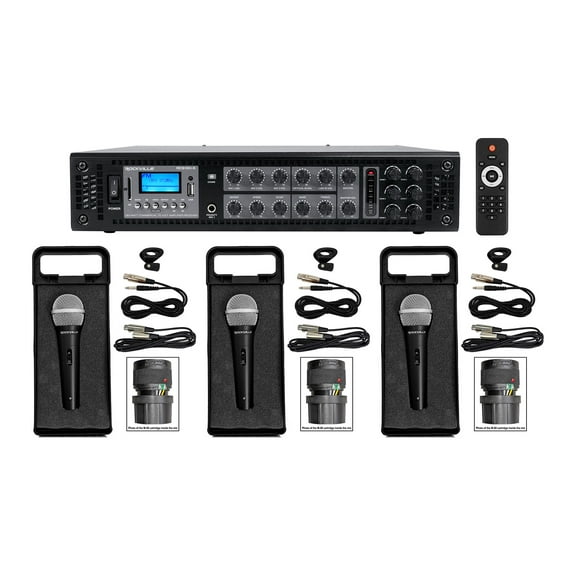 Rockville RCS180-6 180w 6 Zone 70v Commercial Amplifier/Bluetooth Receiver Mics