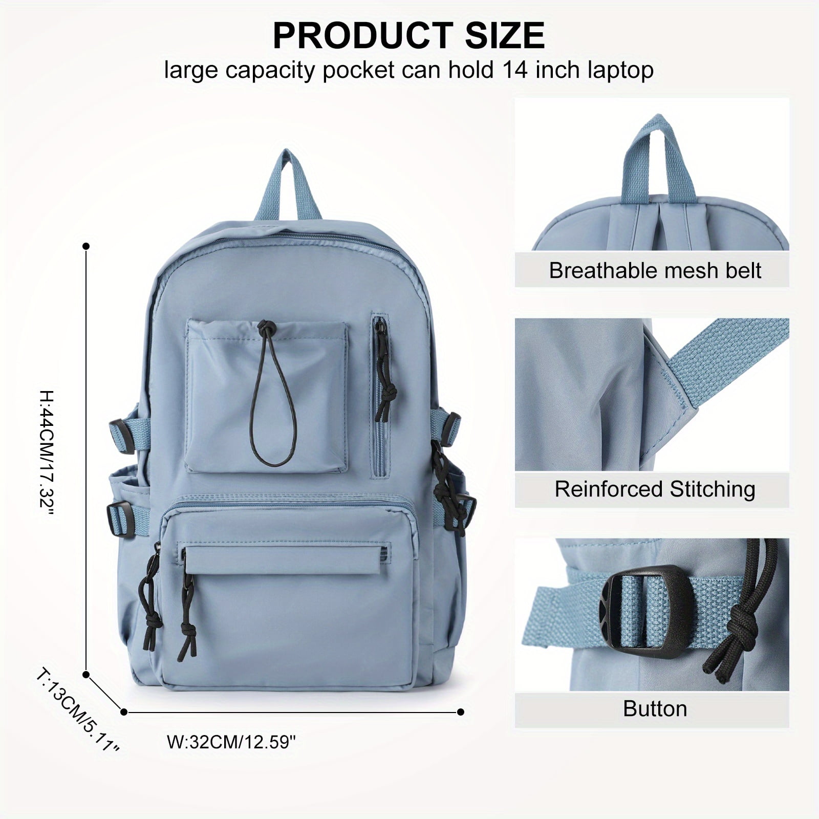 1pc Lightweight School Bag College Laptop Backpack For Men Women Large Capacity Travel Bag High School Middle School Backpack For Boy Girls