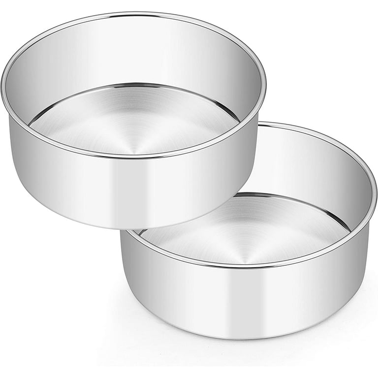 8 x 3 Inch Round Cake Pans, E-far Stainless Steel Deep Cake Baking Pan for  Layer Cake Chiffon Cheesecake, Healthy Metal Cake Tin for Birthday Wedding  Party, Straight Side & Dishwasher Safe 