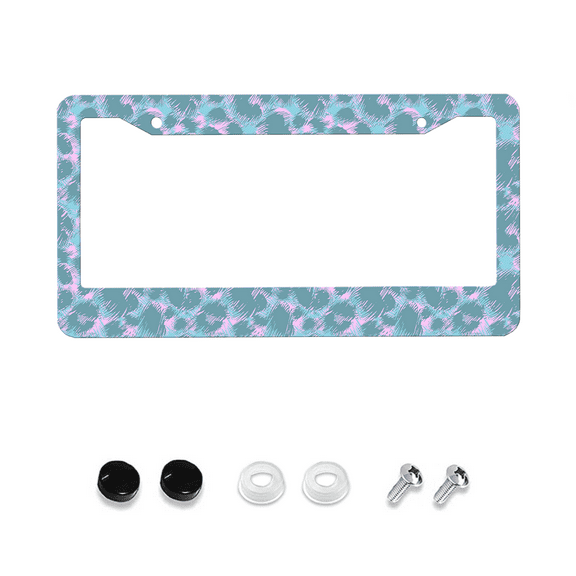 Blue And Pink Leopard Print License Plate Holder, Colorful Textured License Plate Frame, Beautiful License Plate Holder, Car Label Accessories, License Plate Holder, 2-Hole With Screws,12x6 Inches