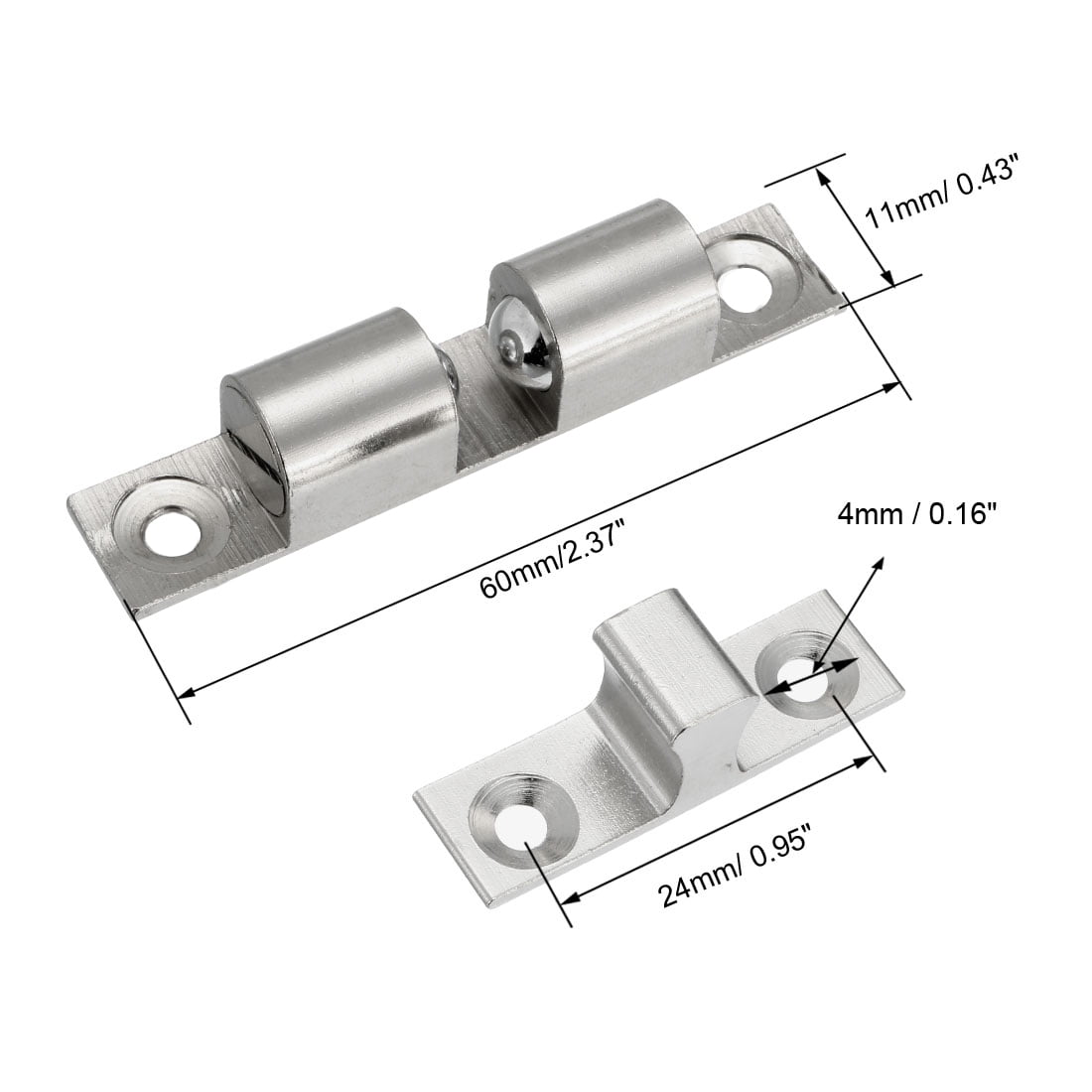 Unique Bargains Cabinet Door Closet Double Ball Catch Tension Latch for Home 60mm