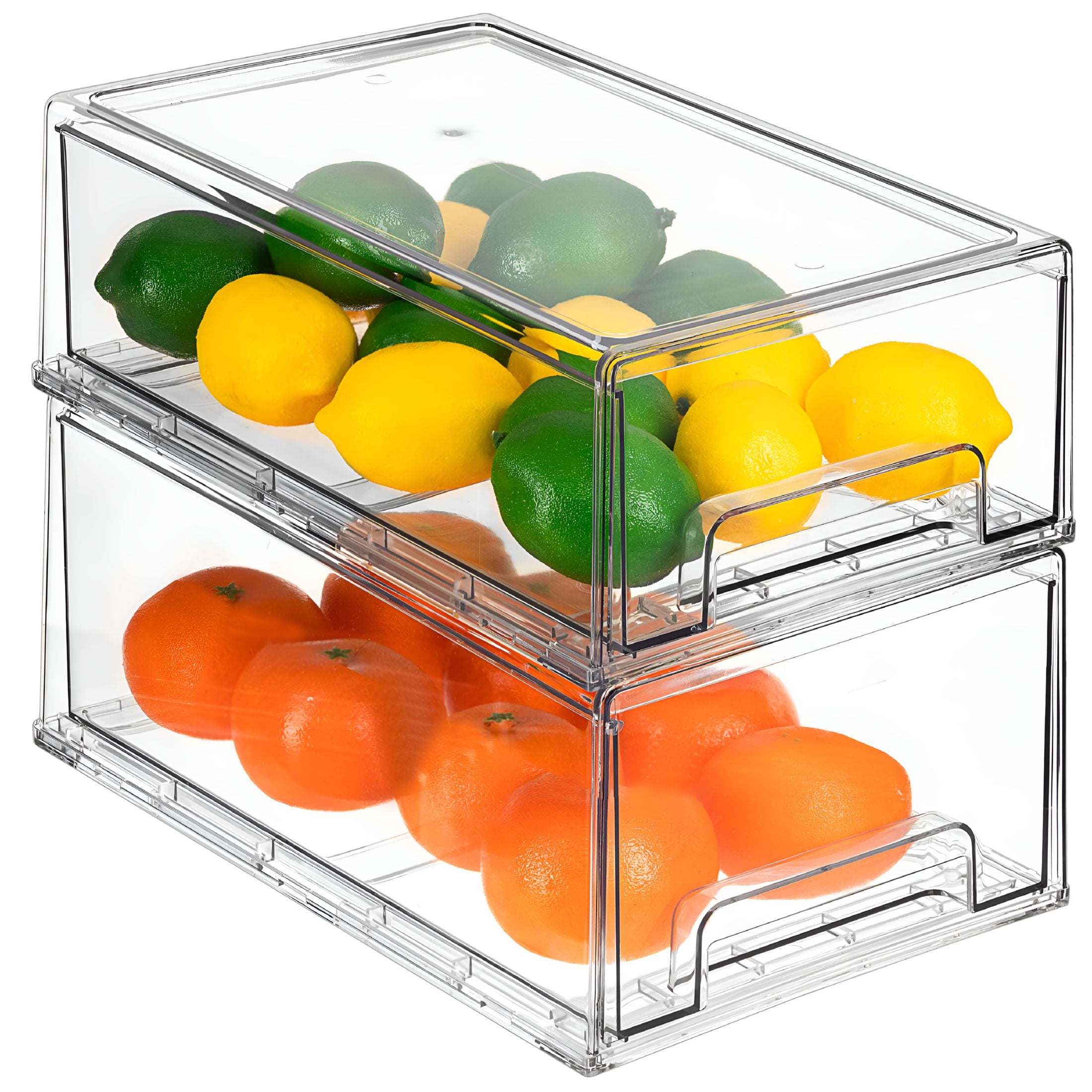 ACDANC 2026 New Fridge Drawers-Clear Stackable Pull Out Refrigerator Organizer Bins Refrigerator Storage Containers- Food Storage Containers for Kitchen,Refrigerator,Freezer&Vanity (2 Pack | Large)