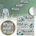 thumbnail image 3 of 3 Pieces Farmhouse Teal Bathroom Wall Art Wood with Floral and Inspirational Words for Various Places, 3 of 8