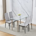 thumbnail image 2 of 5-Piece Glass Dining Set,Square Dining Table Set with Metal Frame & Glass Tabletop,Velvet Gray Kitchen Chairs for 4, Modern Dining Room Sets for Kitchen, Living Room ,Clear, 2 of 10