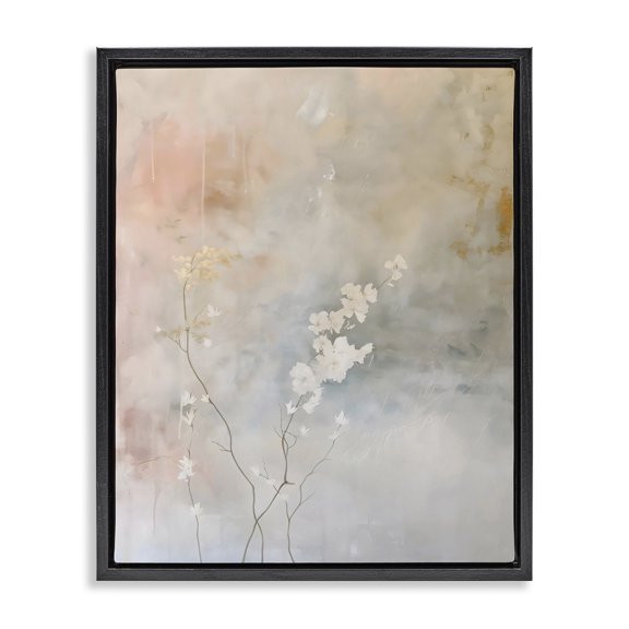 Stupell Industries Contemporary Pastel Blossom Abstract Floral Black Floating Frame Canvas Art, 17 x 21, by Creative Studio