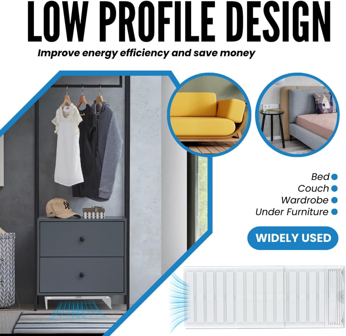 Air Vent Extender for Under Furniture Floor Vent Deflector for Floor Register Up to 12" Wide, Extends from 17"-33" (1 pack)