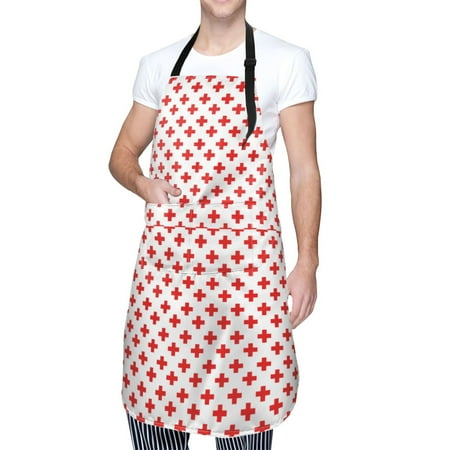 

Cauagu Red Cross Aprons with Pockets Waterproof Apron for Women Kitchen Cooking Apron Adjustable Bib Aprons Chef Apron for Cooking Drawing Crafting