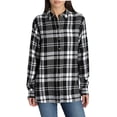 thumbnail image 3 of Jachs Girlfriend Women's Plaid Print Lightweight Cozy Super Soft Flannel Button Front Shirt, 3 of 5