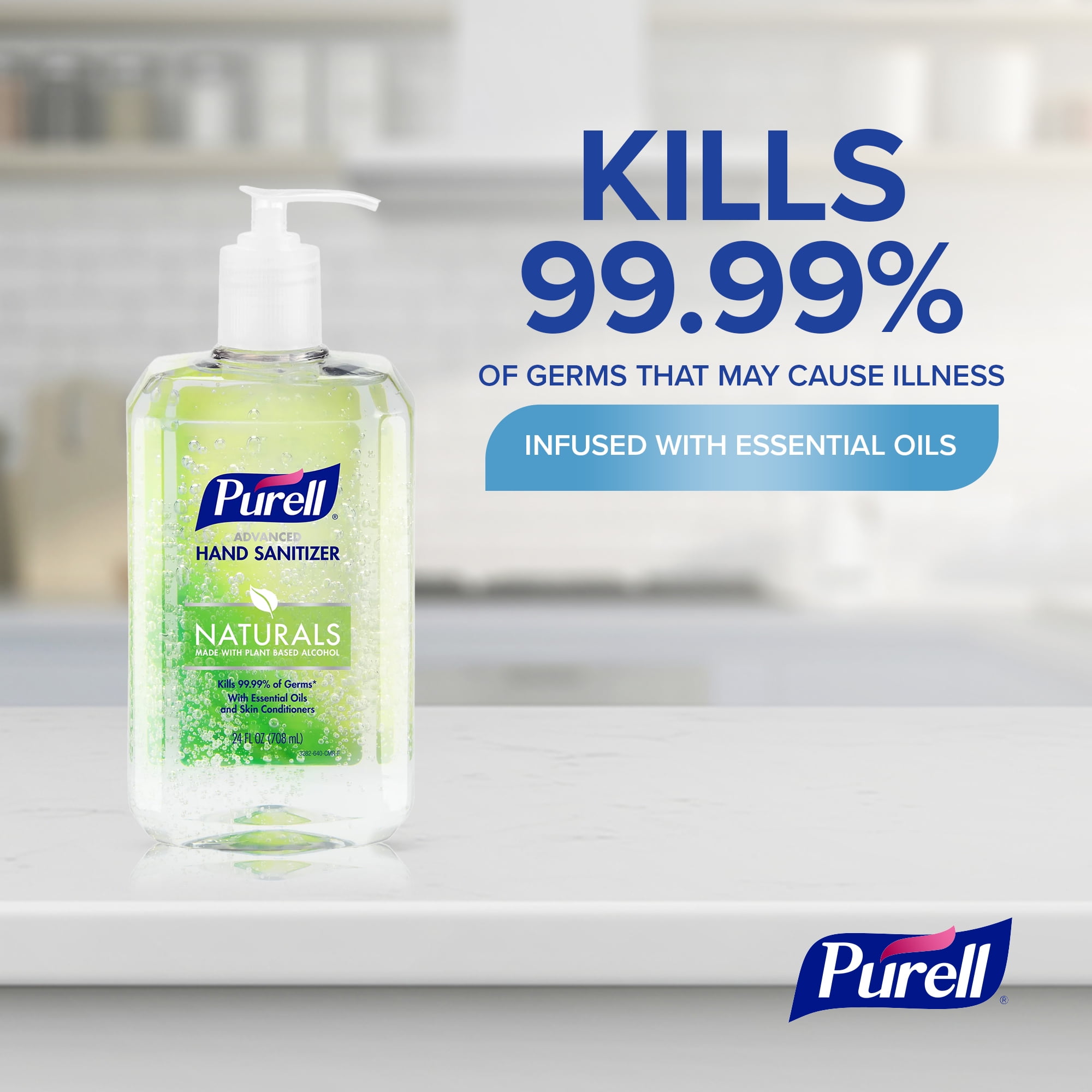 (3 pack) PURELL® Advanced Hand Sanitizer Gel, Naturals, 24 oz Pump Bottle (Adult)