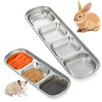 LITINKIMI 2pcs Compartment Pet Tray Food Bowls Stainless Steel Cat Bowl Divided Pet Dishes Bowls for Kitten Small Dogs Food Water Feeder