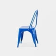 thumbnail image 3 of Set of 2 High Gloss Blue Industrial Metal Dining Chairs 18 Inch Seat Height Stackable Indoor Outdoor, Lightweight Easy-Clean Surface, Easy Assembly, Durable Modern Design, For Kitchen Cafe Bar, 3 of 5