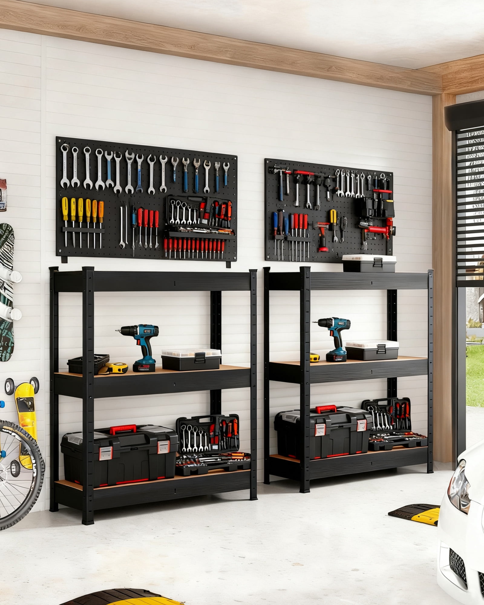 3-Tier Adjustable Storage Shelves 60" x 24" x 36", Heavy Duty Metal Garage Shelving Unit with 1500 lb Capacity, Rust-Resistant Utility Rack for Warehouse, Pantry, Laundry Room, Basement