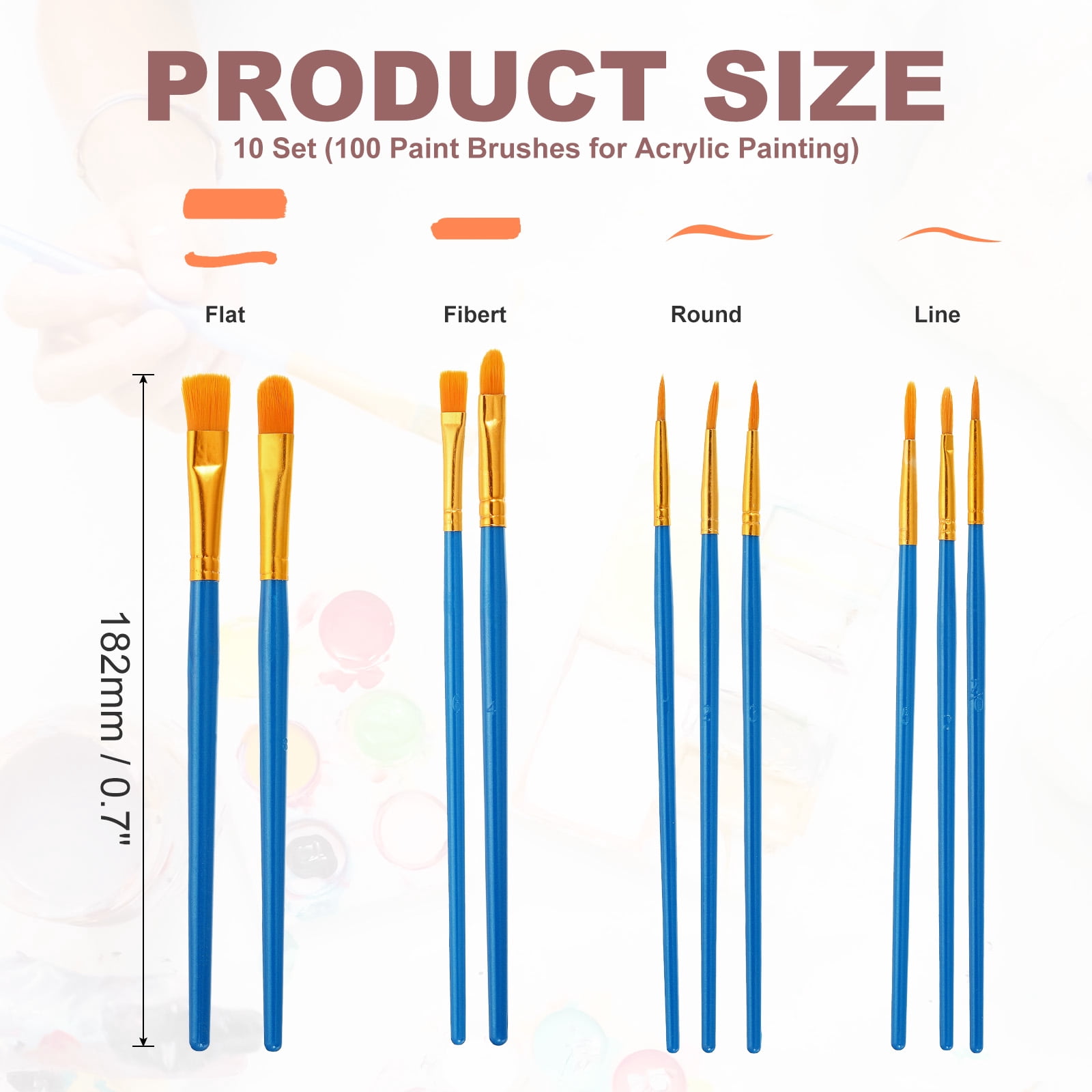 Paint Brushes Set, 100Pcs Acrylic Paint Brush Nylon Hair for Watercolor Oil Painting Miniature Detailing Rock Painting, Dark Blue