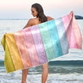thumbnail image 6 of Dreamtimes Colorful Wooden Pattern Beach Towel Super Soft Microfiber Sand Free Beach Towels, Oversized Camping Pool Towel, Lightweight, Breathable & Quick Dry Towels, 30x60in, 6 of 7
