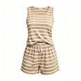 thumbnail image 4 of KyCheLot Pajamas for Women Tank and Shorts Sets Summer Striped 2 Piece Soft Breathable Sleepwear, 4 of 6