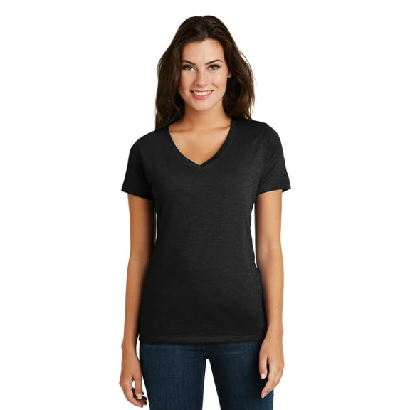 District Women's Super Slub V-Neck Tee. DM3501