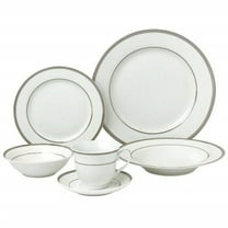 Lorenzo Import  24 Piece Porcelain Dinnerware Service, Silver - for 4 Ashley