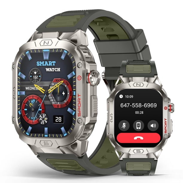 Reloj inteligente SOUYIE para hombre con linterna LED, pantalla HD de 2.02 pulgadas