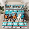 thumbnail image 2 of jejeloiu Retro Boho Aztec Bed Sheets,Rustic Farmhouse Tribal King Sheets,Farm Animal Horse Sheet Set For Teens,Microfiber Bedroom Decor,4-Piece, 2 of 7