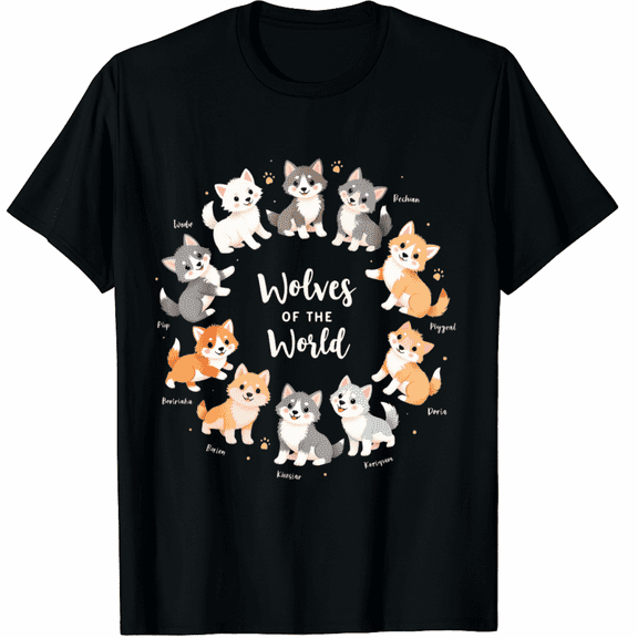 Chibi Wolf Wolves Animals of the World Wolf Lover T-Shirt for Men Women