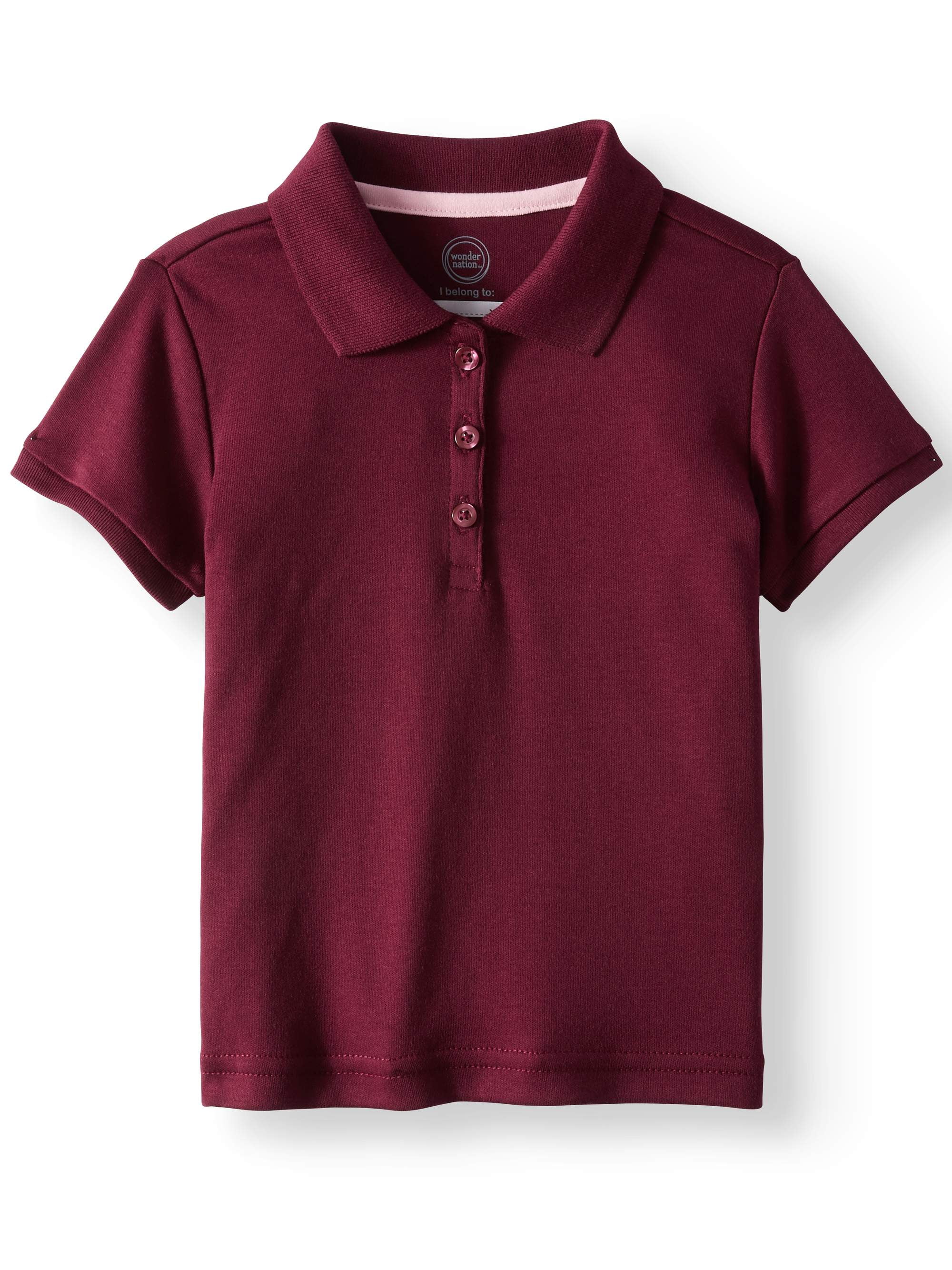 Wonder Nation Toddler Girls School Uniform Short Sleeve Interlock Polo