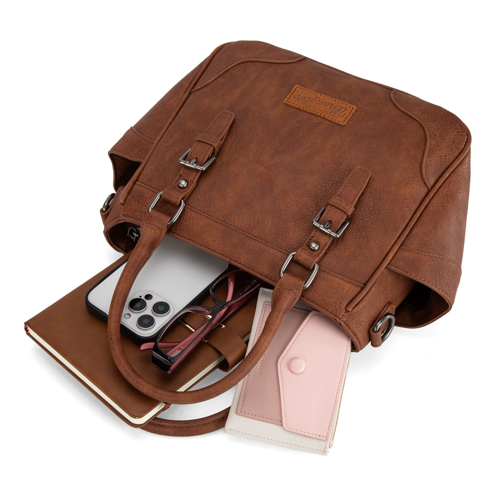 Wrangler Tote Bags for Women Medium Crossbody Purses Designer Top Handle Handbags, Brown