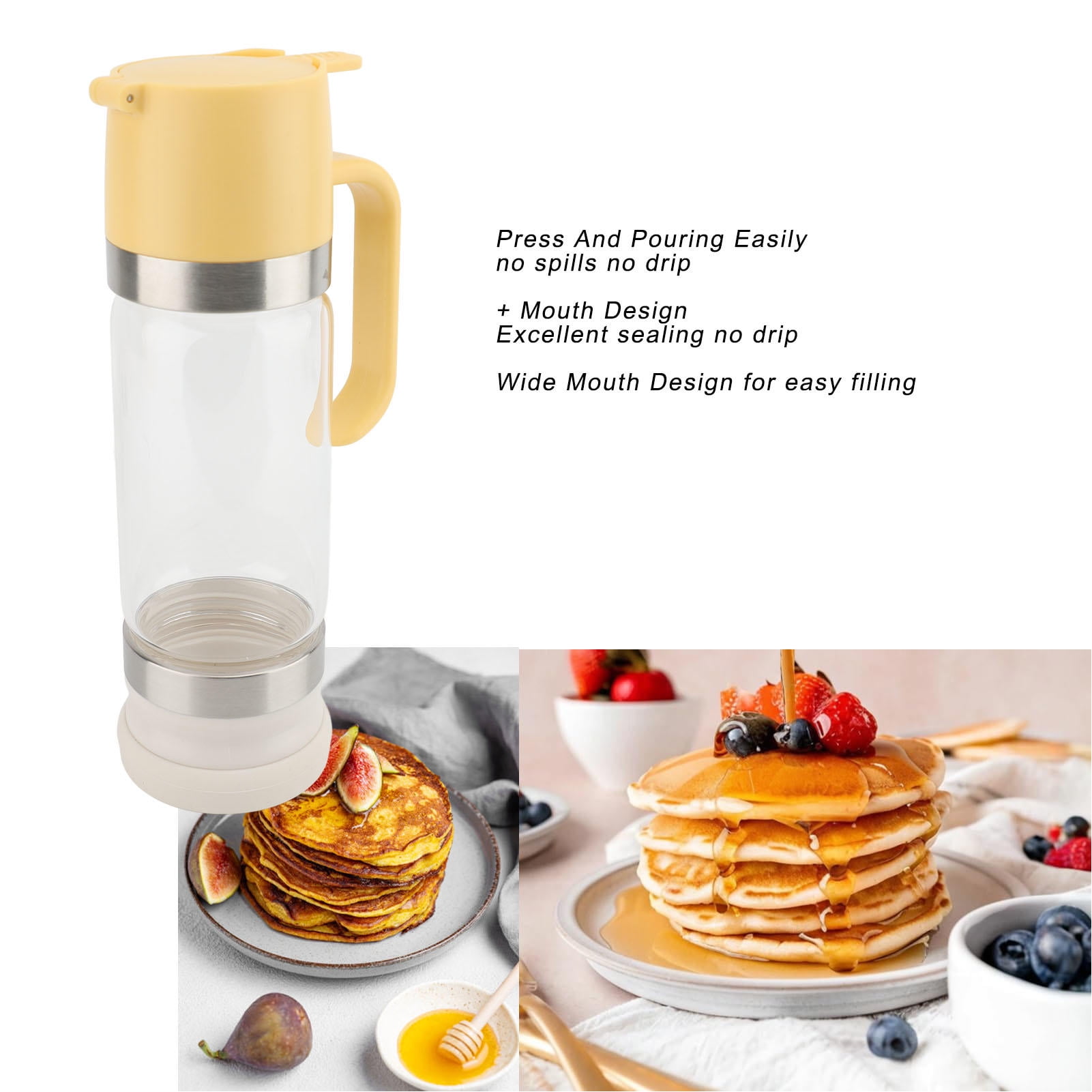 BIMZUC 300 ml Leak‑Proof Glass Syrup Dispenser – No‑Drip, Heat‑Resistant, Multi‑Use Honey & Sauce Bottle with Handle