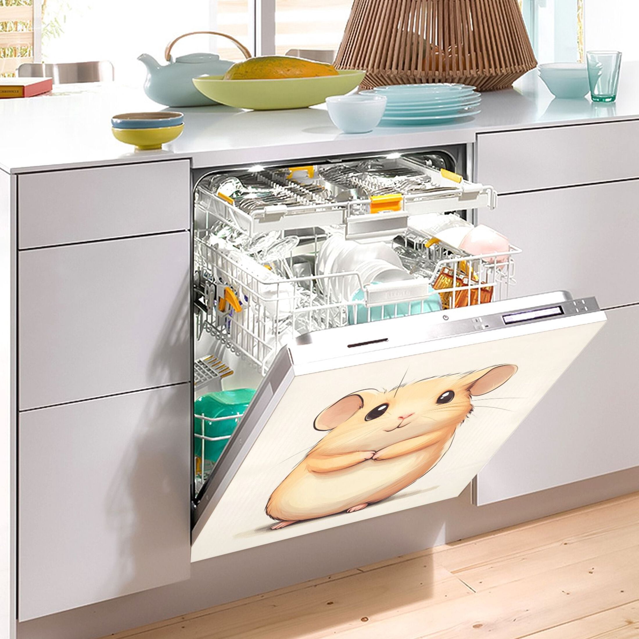 Dishwasher Magnetic Sticker 23x26 Inch Refrigerator Magnetic Sticker Washing Machine Magnetic Sticker Kitchen Panel Magnetic Sticker Home Decor Little Yellow Hamster