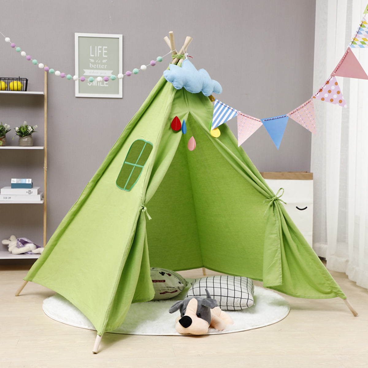 Portable Colorful Teepee Tent Kids Playhouse Sleeping Dome Children Play House 