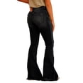 thumbnail image 1 of Bmisegm Women's Ripped Flared Vintage Jeans, Black, L, 1 of 7