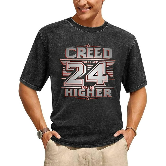 Creed T-Shirts en Coton Vintage Durables Surdimensionnés Chemise Usée Col Rond Manches Courtes