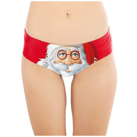 

DNDKILG Women s Soft Christmas No Show Underwear Ladies Low Rise Hipster Panties Benefits Cheeky Briefs L