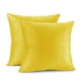 thumbnail image 2 of Clara Clark Plush Solid Decorative Microfiber Square Throw Pillow Cover with Throw Pillow Insert for Couch, Yellow, 20"x20"", 4 Piece Decorative Soft Throw Pillow Set, 2 of 8