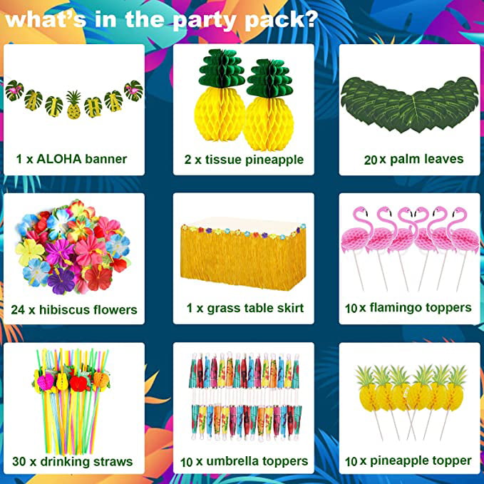 ALINK 50 Flamingo Straws, Plastic Drinking Straws for Tropical Luau Party  Supplies/Hawaiian/Birthday/Pool Party Decorations
