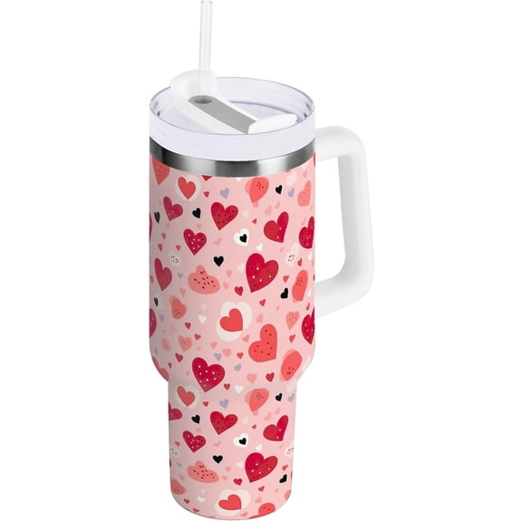 30oz Valentine''s Day Heart Stainless Steel Vacuum Insulated Tumbler Superior Drinking Cup with Lid and Straw,Insulated Cup for Water, Iced Tea or Coffee Smoothie 21342757