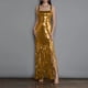 thumbnail image 1 of Vestido Maxi Ajustado Vestido de fiesta de noche para mujer, sin espalda, con purpurina, sexy, delgado, largo, con borlas (dorado S) Ygjytge para Mujer oro T M, 1 of 8